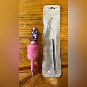 Y2K Colorful Cat Custom Pink Plush Pen with Refill